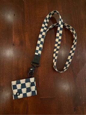 Thread Wallets Odyssey Blue Checkerboard Elastic Wallet & Lanyard